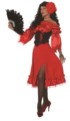 3/4 Rok Met Ruche En Kant Rood