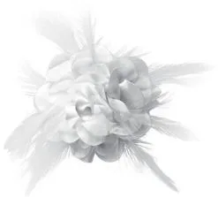 Bloem Satijn Met Veertjes Op Speldje En Clip Wit