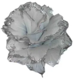 Bloem Zilver Met Glitter Aan IJzerdraad