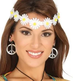 Bloemen Haarband Madelief Wit