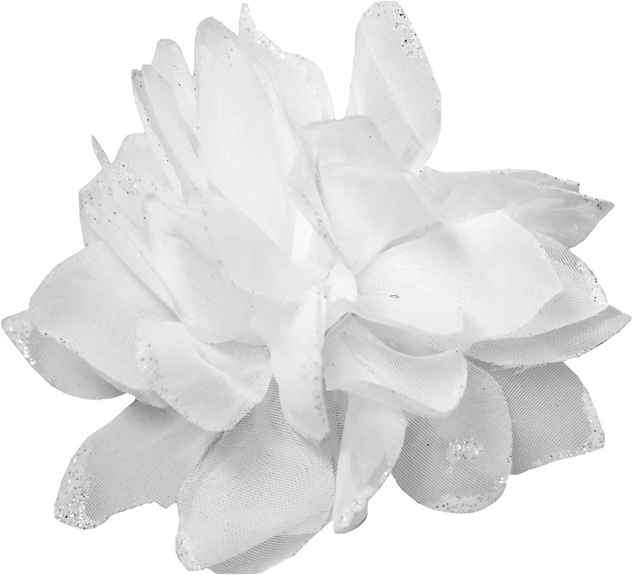 Bloemenbroche Glitter + Elastiek Wit 1 Bloemenbroche Glitter + Elastiek Wit
