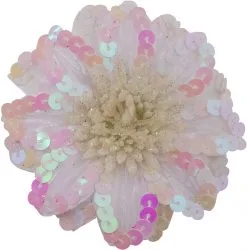 Bloemenbroche+Elastiek Pailletten Parelmoer