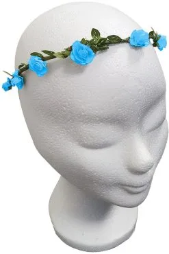 Bloemenhaarband Met Papieren Bloemen Turquoise