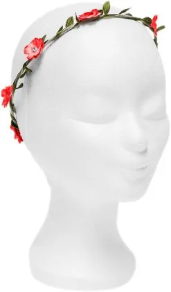 Bloemenhaarband Rood Met Strass