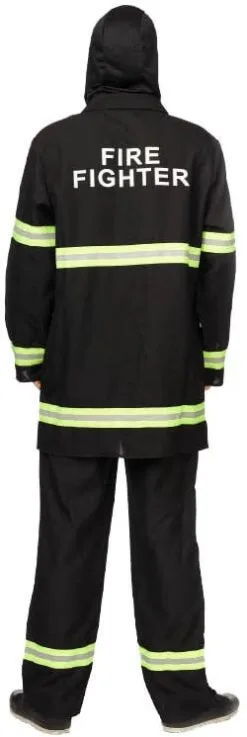 Brandweermannen Pak Zwart Voor Heren -Kostuum Winkel brandweermannen pak zwart voor heren achterkant