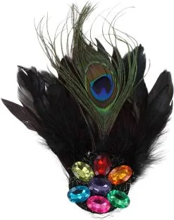Broche Pauwenveer Met Stenen Zwart