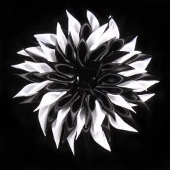 Broche Satijnen Bloem Zwart-Wit (Ø16cm)