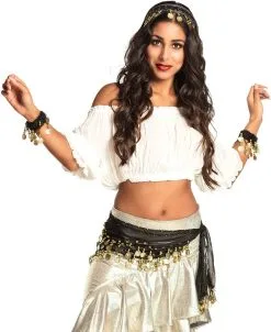 Buikdansset Zigeunerin Zwart (4 Delig)