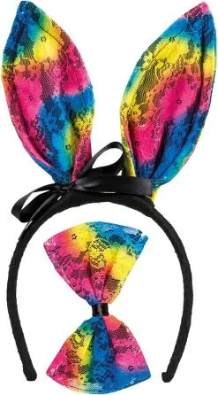 Bunny Setje Rainbow (Diadeem En Strikje)