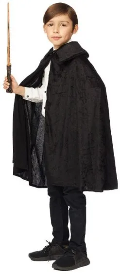Cape Velvet Zwart Voor Kinderen -Kostuum Winkel cape velvet zwart voor kinderen zijkant