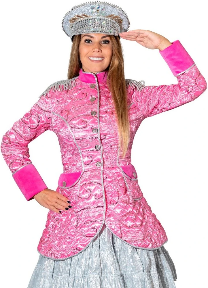 Carnavalsjas Gestept Pink Luxe Voor Dames 2 Carnavalsjas Gestept Pink Luxe Voor Dames - Afbeelding 2