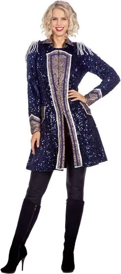 Carnavalsjas Glitter Pailletten Luxe Marine Blauw