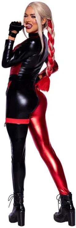LEG AVENUE Catsuit Harley Q Rood-Zwart -Kostuum Winkel catsuit harley q rood zwart achterkant