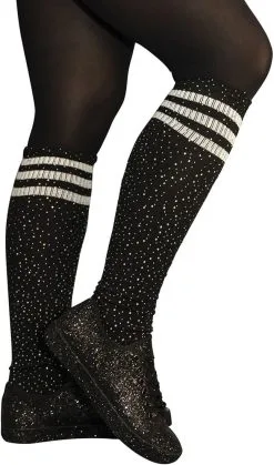 Cheerleader Sokken Zwart-Wit Met Strass