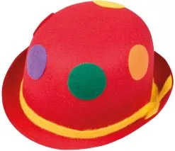 Clowns Bolhoed Rood Met Stippen (Vilt)