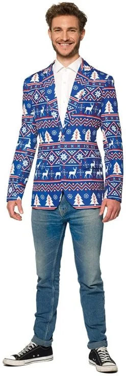 Colbert Suitmeister Christmas Blue Nordic Voor Heren