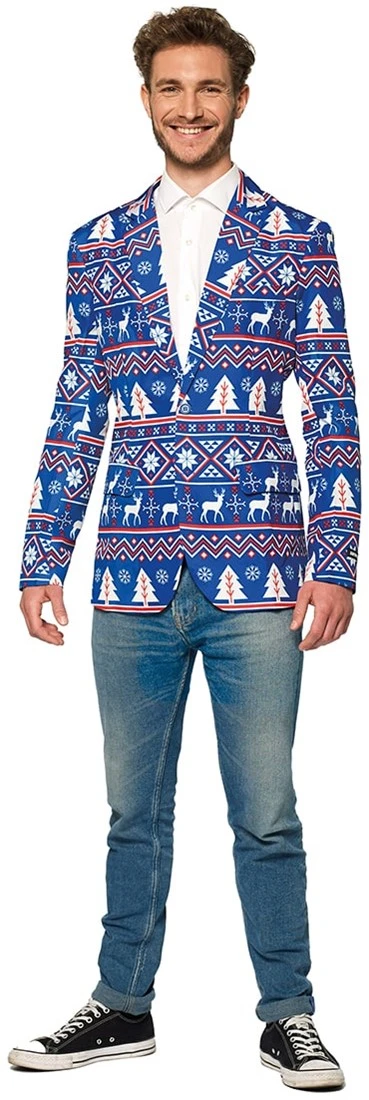Colbert Suitmeister Christmas Blue Nordic Voor Heren 1 Colbert Suitmeister Christmas Blue Nordic Voor Heren