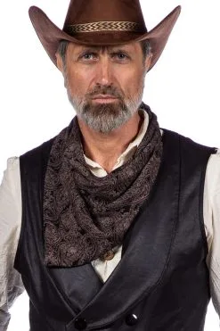 Cowboy Sjaal Authentic Western Paisley Zwart-Bruin