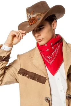 Cowboyhoed Bruin Luxe Met Veren