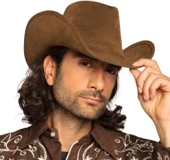 Cowboyhoed Luxe Bruin -Kostuum Winkel cowboyhoed luxe bruin voorbeeld