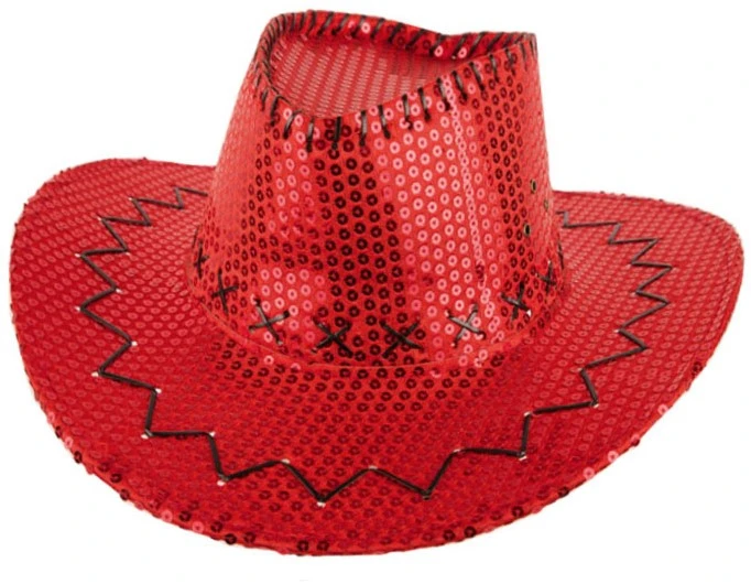 Cowboyhoed Pailletten Glitter Rood 1 Cowboyhoed Pailletten Glitter Rood