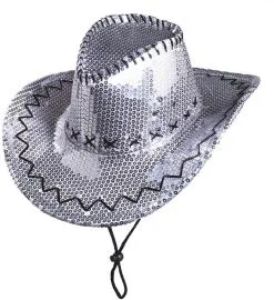 Cowboyhoed Pailletten Glitter Zilver