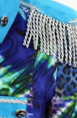 Dames Blazer Blue Panther Luxe -Kostuum Winkel dames blazer blue panther luxe detail