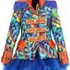 Dames Blazer Orange Rainbow Feathers