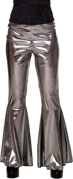 Dames Discobroek Zilver Met Wijde Pijpen