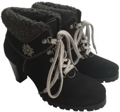 Dames Trachten Laarsje Zwart Met Bont