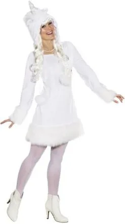 Damesjurkje Eenhoorn (Unicorn) Wit Luxe