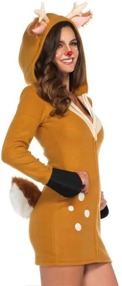 LEG AVENUE Dameskostuum Cozy Fawn (Hertje) -Kostuum Winkel dameskostuum cozy fawn hertje close up zijkant