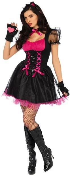 LEG AVENUE Dameskostuum Pretty Kitty Zwart-Pink