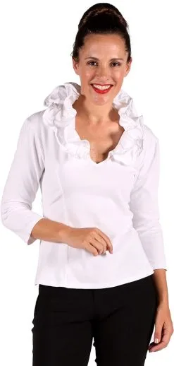 Damesshirt Met Modelleerbare Kraag Wit