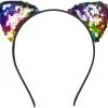 Diadeem Kattenoortjes Met Regenboog Pailletten
