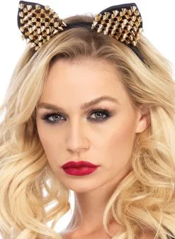 LEG AVENUE Diadeem Kattenoortjes Met Studs Goud