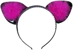 Diadeem Kattenoortjes Zwart Pink