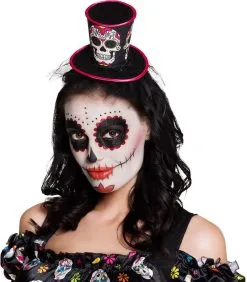 Diadeem Met Hoog Hoedje Skull (Day Of The Dead)