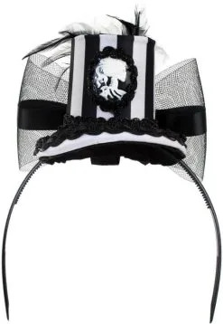 Diadeem Met Mini Hoedje Zwart -Wit Gestreept