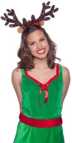 Diadeem Rendier Bruin Glitter Met LED Verlichting