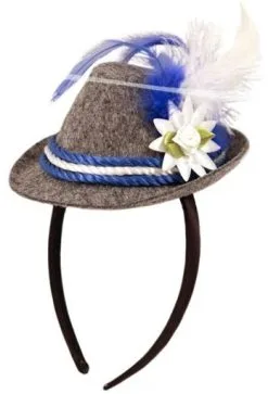 Diadeem Tiroler Hoedje Grijs/Blauw