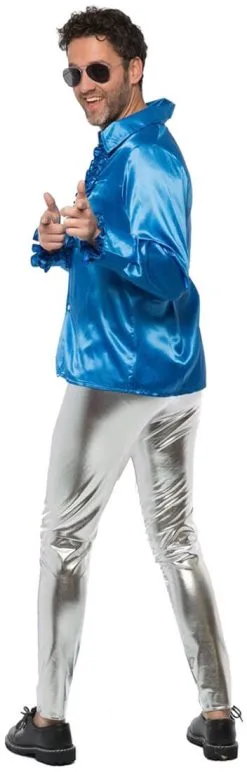 Disco Broek Zilver -Kostuum Winkel disco broek zilver chterkant