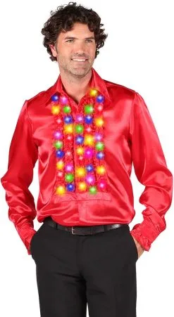 Disco Ruches Blouse Rood Met LED-Verlichting