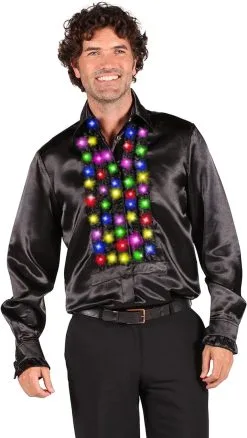 Disco Ruches Blouse Zwart Met LED-Verlichting