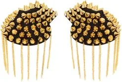 Epaulettenkapje Met Spikes En Kettingen Goud (2st)