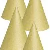 Feesthoedjes Glitter Goud Karton (4st.)