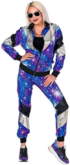 Fout Trainingspak Eighties Discoball -Kostuum Winkel fout trainingspak eighties discoball vrouw