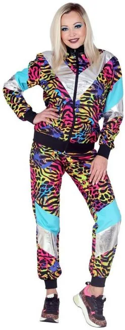 Fout Trainingspak Neon Panter -Kostuum Winkel fout trainingspak neon panter vrouw