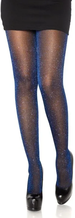 LEG AVENUE Glitterpanty Zwart-Koningsblauw Lurex