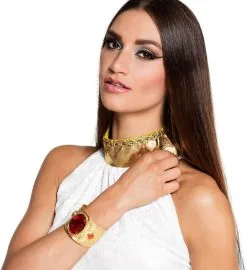 Gouden Armband Met Grote Rode Diamant